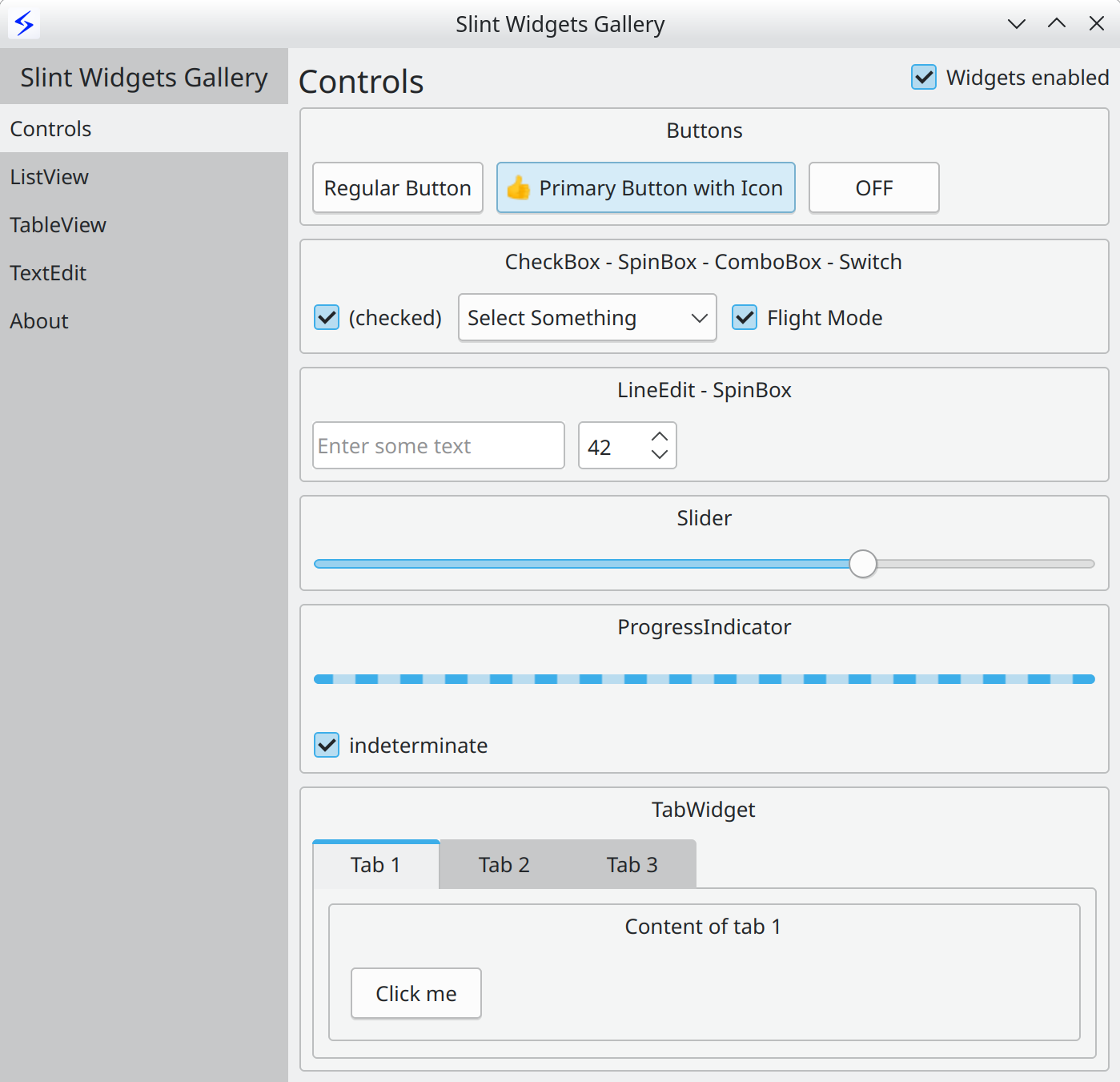 Slint Widgets in Native design style