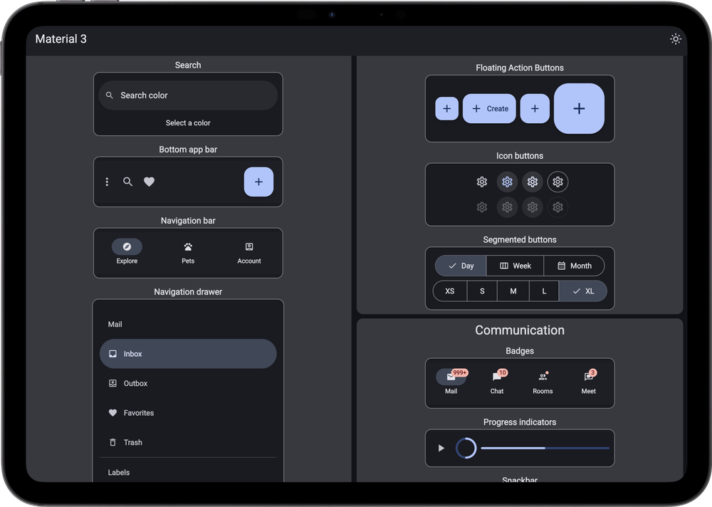 Screenshot of a Slint Material 3 Components