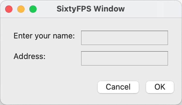 Screenshot of a simple dialog on macOS